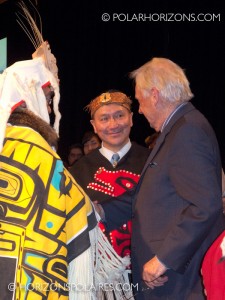 Justice Thomas Berger receiving his gift from the Nisga'a Nation. - "Keeping the promise" Conference, Feb 27, 2013, Gatineau, Quebec