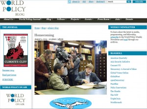 "Homecoming" published in the "Arctic in Context" section of the World Policy Institute.